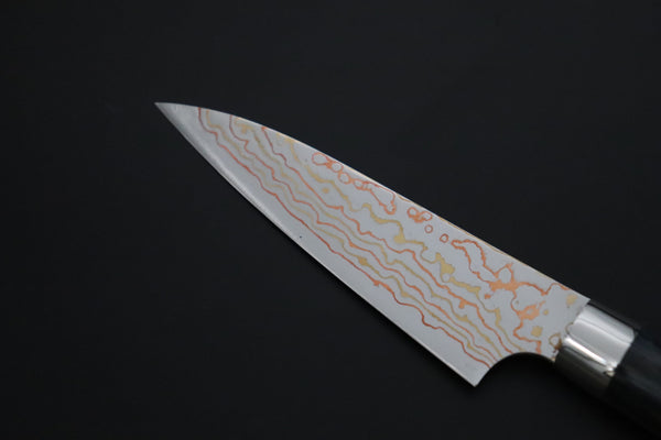 Takeshi Saji Paring Takeshi Saji SUMMIT ― Limited Edition Custom Series SMT-1196 VG-10W Multi-Colored Golden-Rainbow Damascus Paring 95mm (3.7 Inch)