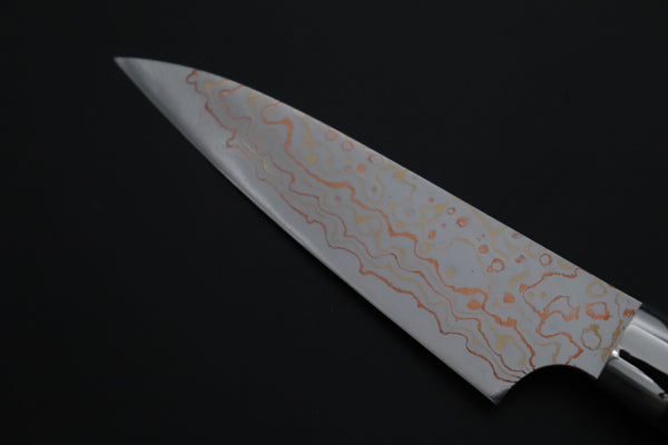 Takeshi Saji Paring Takeshi Saji SUMMIT ― Limited Edition Custom Series SMT-1198 VG-10W Multi-Colored Golden-Rainbow Damascus Paring 95mm (3.7 Inch)