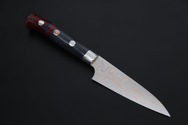 Takeshi Saji Paring Takeshi Saji SUMMIT ― Limited Edition Custom Series SMT-1198 VG-10W Multi-Colored Golden-Rainbow Damascus Paring 95mm (3.7 Inch)