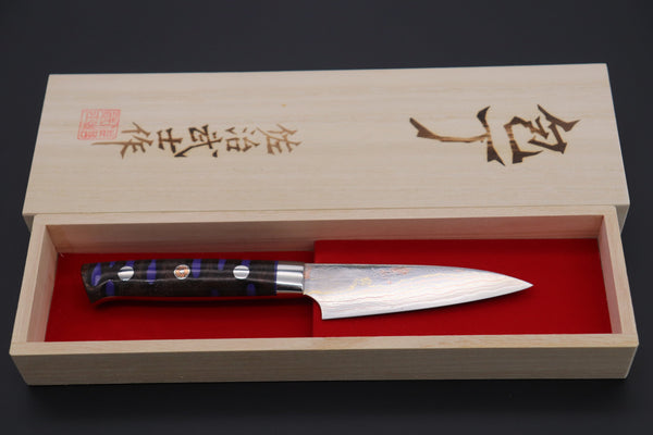 Takeshi Saji Paring Takeshi Saji SUMMIT ― Limited Edition Custom Series SMT-583 Blue Steel No.2 Rainbow Damascus Paring 95mm (3.7 Inch)