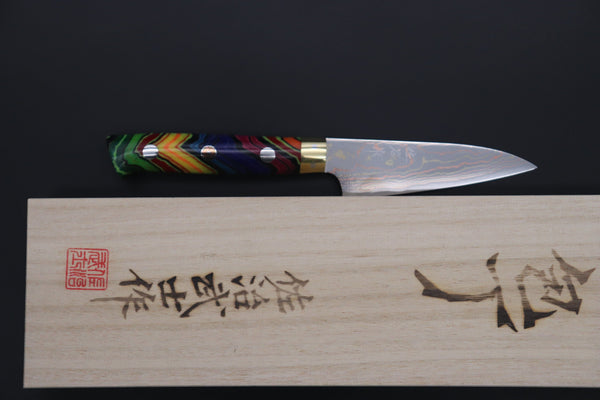 Takeshi Saji Paring Takeshi Saji SUMMIT ― Limited Edition Custom Series SMT-812 Blue Steel No.2 Rainbow Damascus Paring 90mm (3.5 Inch)