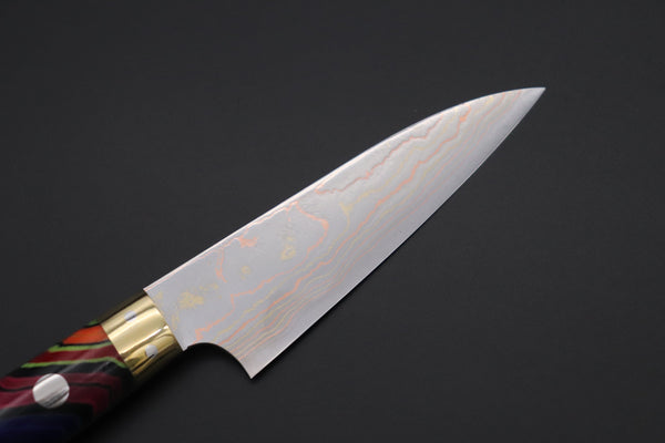 Takeshi Saji Paring Takeshi Saji SUMMIT ― Limited Edition Custom Series SMT-812 Blue Steel No.2 Rainbow Damascus Paring 90mm (3.5 Inch)