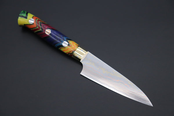 Takeshi Saji Paring Takeshi Saji SUMMIT ― Limited Edition Custom Series SMT-813 Blue Steel No.2 Rainbow Damascus Paring 90mm (3.5 Inch)