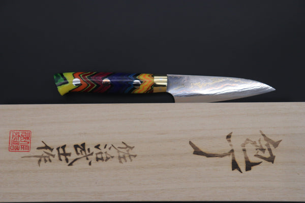 Takeshi Saji Paring Takeshi Saji SUMMIT ― Limited Edition Custom Series SMT-813 Blue Steel No.2 Rainbow Damascus Paring 90mm (3.5 Inch)