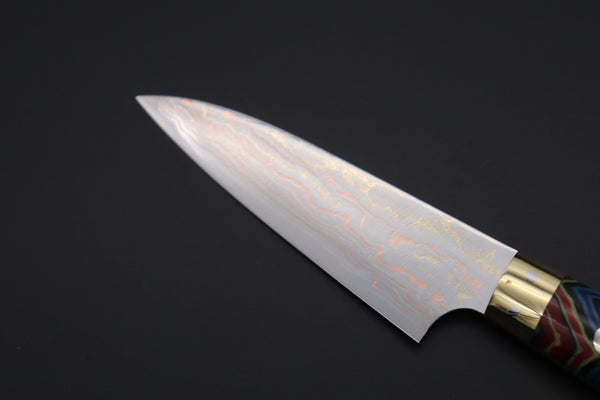 Takeshi Saji Paring Takeshi Saji SUMMIT ― Limited Edition Custom Series SMT-814 Blue Steel No.2 Rainbow Damascus Paring 90mm (3.5 Inch)