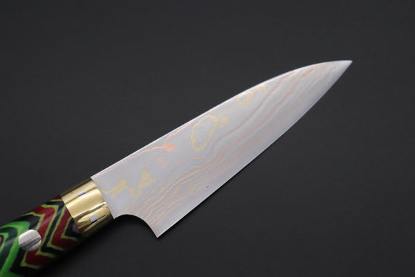 Takeshi Saji Paring Takeshi Saji SUMMIT ― Limited Edition Custom Series SMT-814 Blue Steel No.2 Rainbow Damascus Paring 90mm (3.5 Inch)