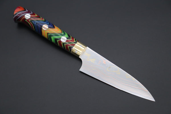 Takeshi Saji Paring Takeshi Saji SUMMIT ― Limited Edition Custom Series SMT-814 Blue Steel No.2 Rainbow Damascus Paring 90mm (3.5 Inch)