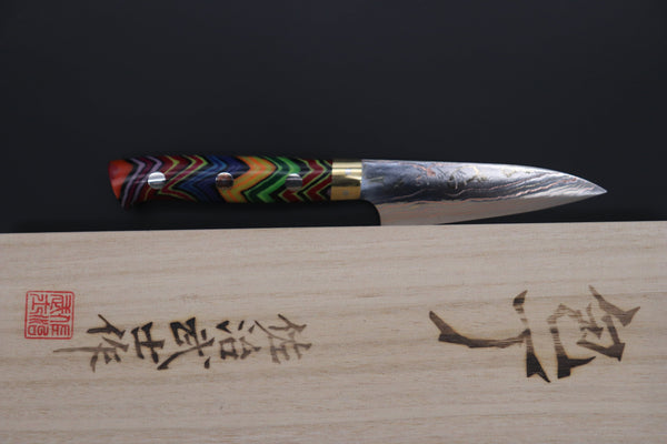 Takeshi Saji Paring Takeshi Saji SUMMIT ― Limited Edition Custom Series SMT-814 Blue Steel No.2 Rainbow Damascus Paring 90mm (3.5 Inch)