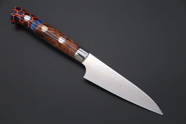 Takeshi Saji Paring Takeshi Saji SUMMIT ― Limited Edition Custom Series SMT-973 VG-10W Multi-Colored Golden-Rainbow Damascus Paring 95mm (3.7 Inch)