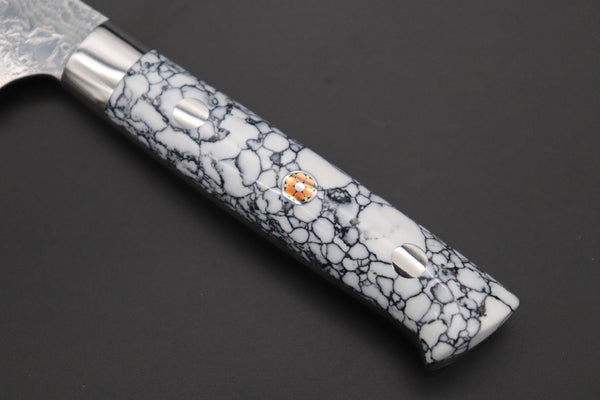 Takeshi Saji Paring Takeshi Saji SUMMIT ― Limited Edition Custom Series Summer Edition SMT-1007 R-2 Custom Damascus Paring 95mm (3.7 Inch, White Ice Turquoise Handle)