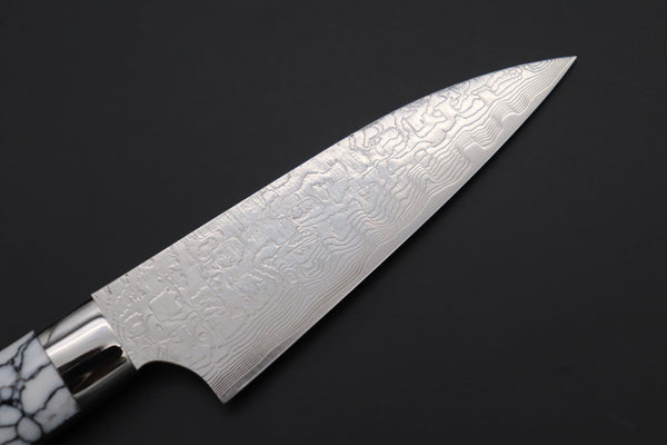 Takeshi Saji Paring Takeshi Saji SUMMIT ― Limited Edition Custom Series Summer Edition SMT-1007 R-2 Custom Damascus Paring 95mm (3.7 Inch, White Ice Turquoise Handle)