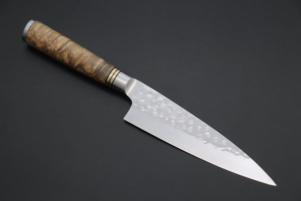 Takeshi Saji Petty SNR-1 Petty 135mm (5.3 inch) / Quince Burl Wood Handle Takeshi Saji Nature Series — Hammer Forged R-2 SNR-1 Petty 135mm (Quince Burl Wood Handle)