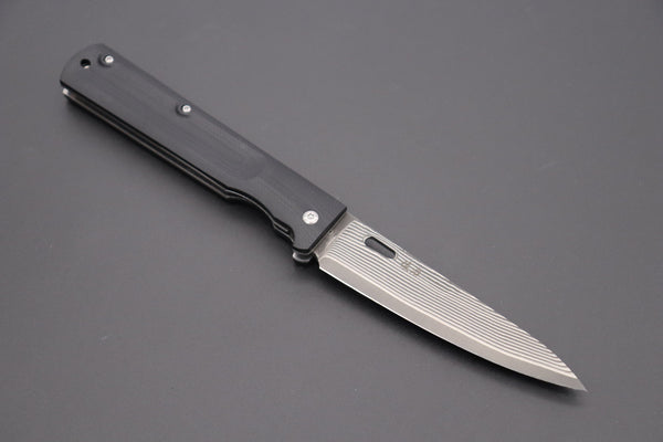 Takeshi Saji Petty Takeshi Saji R-2 Damascus Folding Petty Knife (Black G-10 Handle, TS-100)