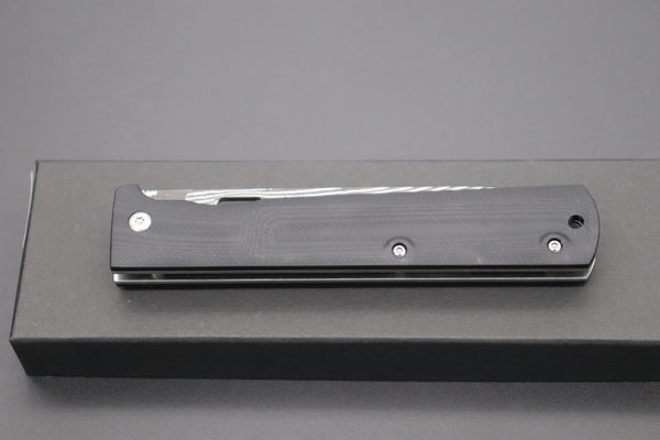 Takeshi Saji Petty Takeshi Saji R-2 Damascus Folding Petty Knife (Black G-10 Handle, TS-100)
