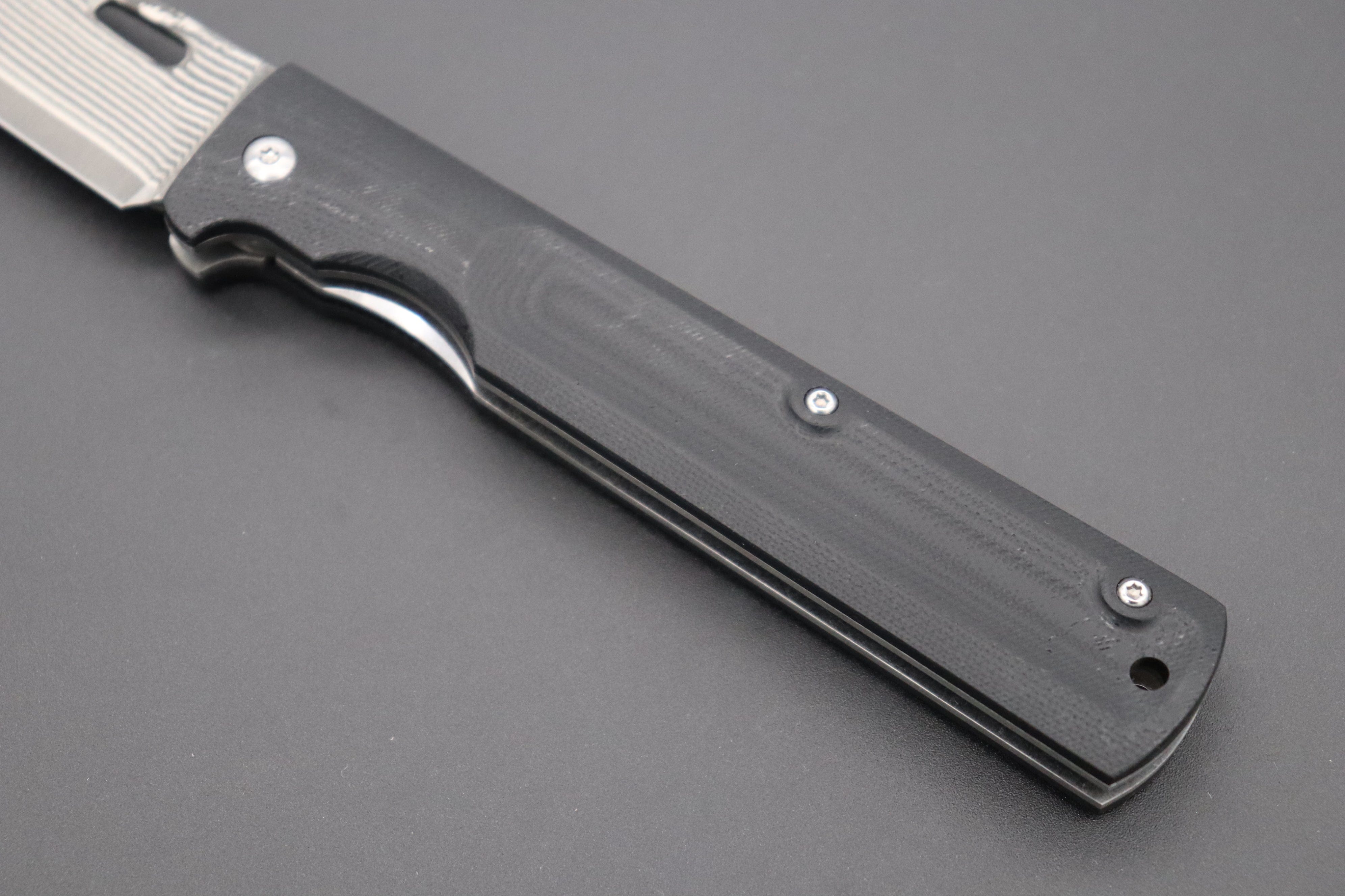 Takeshi Saji R-2 Damascus Folding Santoku Knife (Black G-10 Handle, TS