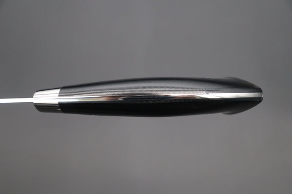 Takeshi Saji Petty Takeshi Saji SRS-13 Hammer Forged, Custom Handmade Handle Series "Designed By Nomura" Petty 135mm (5.3 inch, Black Linen Micarta Handle)