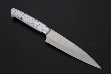 Takeshi Saji Petty Takeshi Saji SRS-13 Hammer Forged, Custom Handmade Handle Series TS-11 Petty 135mm (5.3 inch, White Dupont Corian Handle)