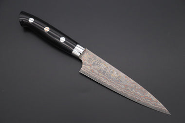 Takeshi Saji Petty Takeshi Saji SUMMIT ― Limited Edition Custom Series SMT-942 VG-10W Multi-Colored Golden-Rainbow Damascus Petty 135mm (5.3 Inch)