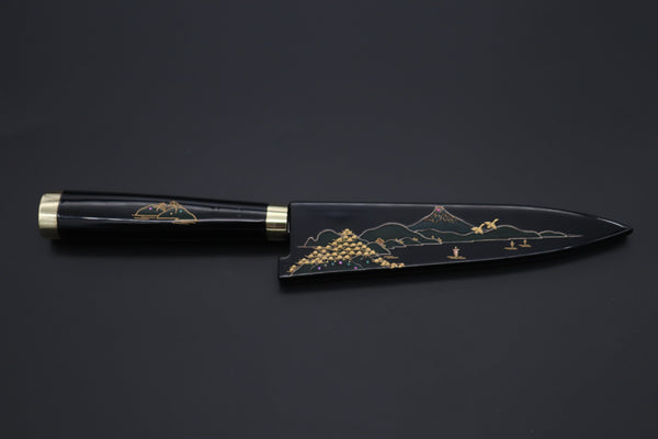 Takeshi Saji Petty Takeshi Saji Urushi & Makie Series "Mt. Fuji Motif" R-2 Custom Diamon Damascus STU-43 Petty 135mm (5.3')