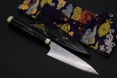 Takeshi Saji Petty Takeshi Saji Urushi & Makie Series "Mt. Fuji Motif" R-2 Custom Diamon Damascus STU-43 Petty 135mm (5.3')
