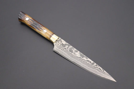 Takeshi Saji Petty Takeshi Saji VG-10 Custom Damascus Wild Series Petty (135mm and 150mm, Stag Bone Handle)