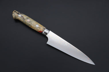 Takeshi Saji Petty VG-10W磨 Takeshi Saji SUMMIT ― Limited Edition Custom Series SMT-1107 VG-10W Multi-Colored Rainbow Damascus Petty 135mm (5.3 inch)
