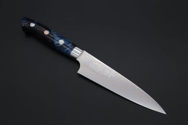 Takeshi Saji Petty VG-10W磨 Takeshi Saji SUMMIT ― Limited Edition Custom Series SMT-1110 VG-10W Multi-Colored Rainbow Damascus Petty 135mm (5.3 inch)