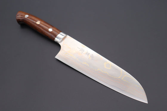 Takeshi Saji Santoku Master Saji Rainbow Damascus Series Santoku 180mm (7 inch, Ironwood Handle)