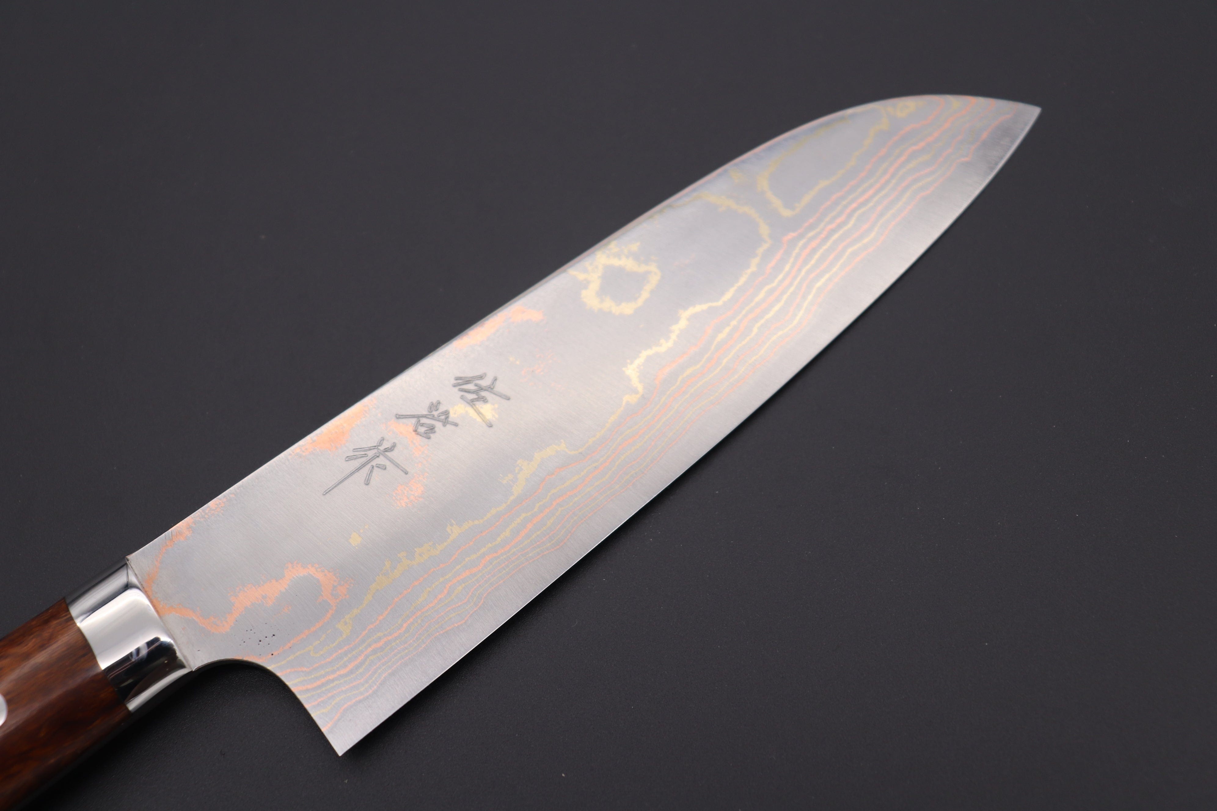 Couteau artisanal Japonais Takeshi Saji - Santoku VG10 16,5 cm - Rainbow -  Couteau Nippon