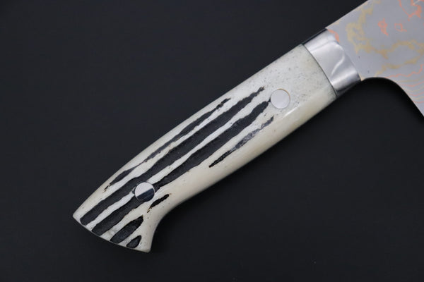 Takeshi Saji Santoku Master Saji Rainbow Damascus Series Santoku 180mm (7 inch, Stag Bone Handle)