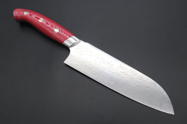 Takeshi Saji Santoku SNRD-5RW Santoku 175mm Takeshi Saji R-2 Custom Diamond Damascus Wild Series New Design SNRD-5RW Santoku175mm (6.8 inch, Red/White Linen Micarta Handle)