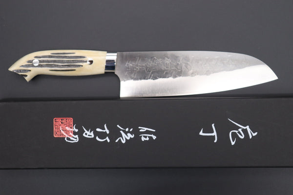 Takeshi Saji Santoku Takeshi Saji SRS-13 Custom Series Designed By Nomura Santoku 180mm (7 inch, Stag Bone Handle)