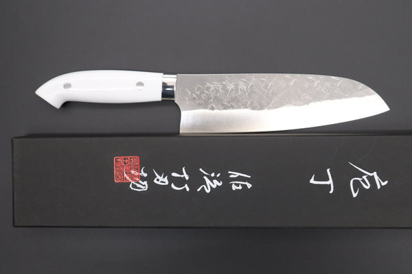 Takeshi Saji Santoku Takeshi Saji SRS-13 Custom Series Designed By Nomura Santoku 180mm (7 inch, White Corian Handle)