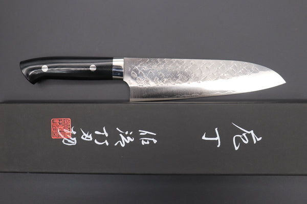 Takeshi Saji Santoku Takeshi Saji SRS-13 Custom Series Santoku 180mm (7 inch, Black Linen Micarta Handle)