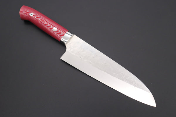 Takeshi Saji Santoku Takeshi Saji SRS-13 Custom Series Santoku 180mm (7 inch, Red & White Linen Micarta Handle)