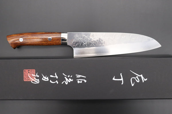 Takeshi Saji Santoku Takeshi Saji SRS-13 Hammer Forged, Custom Handmade Handle Series Santoku 180mm (7 inch, Ironwood Handle)