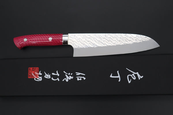 Takeshi Saji Santoku Takeshi Saji SUMMIT ― Limited Edition Custom Series SMT-1026 STRIX SAN-MAI Custom Hammered Santoku 180mm (7 Inch)