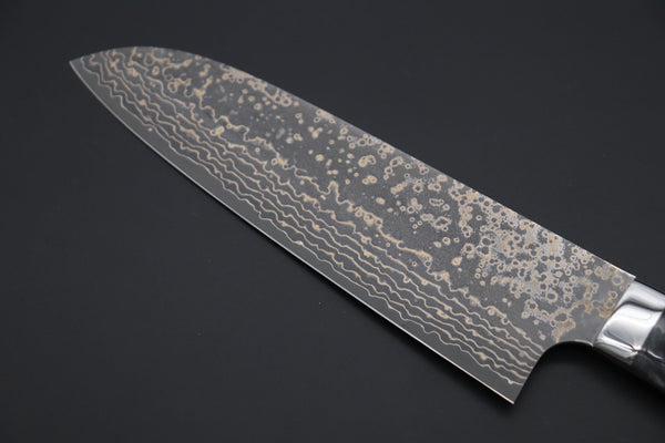Takeshi Saji Santoku Takeshi Saji SUMMIT ― Limited Edition Custom Series SMT-1037 VG-10W Multi-Colored Golden-Rainbow Damascus Santoku 180mm (7 Inch)