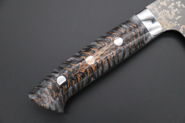 Takeshi Saji Santoku Takeshi Saji SUMMIT ― Limited Edition Custom Series SMT-1037 VG-10W Multi-Colored Golden-Rainbow Damascus Santoku 180mm (7 Inch)