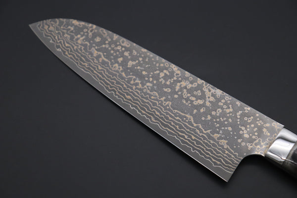 Takeshi Saji Santoku Takeshi Saji SUMMIT ― Limited Edition Custom Series SMT-1038 VG-10W Multi-Colored Golden-Rainbow Damascus Santoku 180mm (7 Inch)