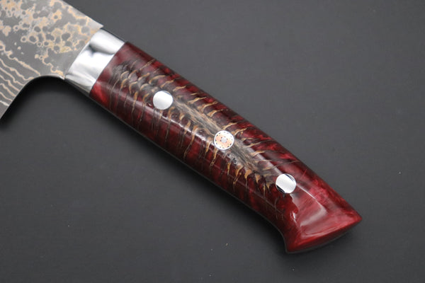 Takeshi Saji Santoku Takeshi Saji SUMMIT ― Limited Edition Custom Series SMT-1039 VG-10W Multi-Colored Golden-Rainbow Damascus Santoku 180mm (7 Inch)