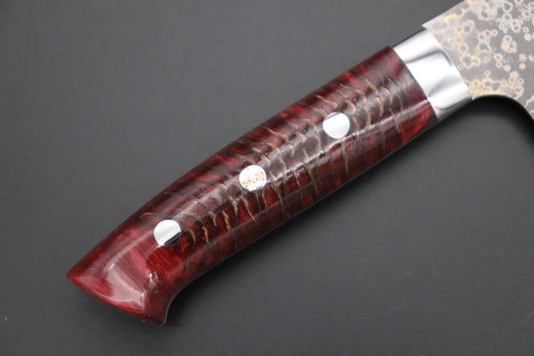 Takeshi Saji Santoku Takeshi Saji SUMMIT ― Limited Edition Custom Series SMT-1039 VG-10W Multi-Colored Golden-Rainbow Damascus Santoku 180mm (7 Inch)