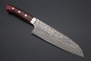 Takeshi Saji Santoku Takeshi Saji SUMMIT ― Limited Edition Custom Series SMT-1039 VG-10W Multi-Colored Golden-Rainbow Damascus Santoku 180mm (7 Inch)