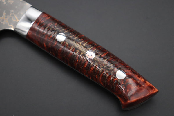 Takeshi Saji Santoku Takeshi Saji SUMMIT ― Limited Edition Custom Series SMT-1040 VG-10W Multi-Colored Golden-Rainbow Damascus Santoku 180mm (7 Inch)