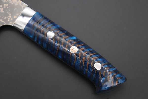 Takeshi Saji Santoku Takeshi Saji SUMMIT ― Limited Edition Custom Series SMT-1042 VG-10W Multi-Colored Golden-Rainbow Damascus Santoku 180mm (7 Inch)