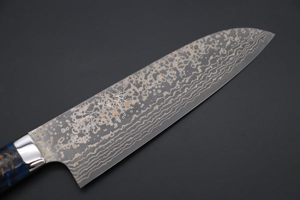 Takeshi Saji Santoku Takeshi Saji SUMMIT ― Limited Edition Custom Series SMT-1042 VG-10W Multi-Colored Golden-Rainbow Damascus Santoku 180mm (7 Inch)
