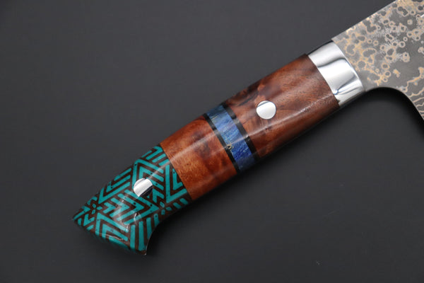 Takeshi Saji Santoku Takeshi Saji SUMMIT ― Limited Edition Custom Series SMT-1068 VG-10W Multi-Colored Golden-Rainbow Damascus Santoku 180mm (7 Inch)