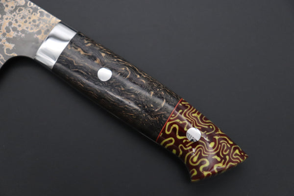 Takeshi Saji Santoku Takeshi Saji SUMMIT ― Limited Edition Custom Series SMT-1069 VG-10W Multi-Colored Golden-Rainbow Damascus Santoku 180mm (7 Inch)