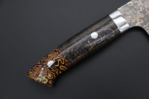 Takeshi Saji Santoku Takeshi Saji SUMMIT ― Limited Edition Custom Series SMT-1069 VG-10W Multi-Colored Golden-Rainbow Damascus Santoku 180mm (7 Inch)