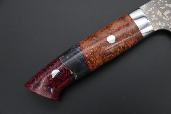 Takeshi Saji Santoku Takeshi Saji SUMMIT ― Limited Edition Custom Series SMT-1070 VG-10W Multi-Colored Golden-Rainbow Damascus Santoku 180mm (7 Inch)